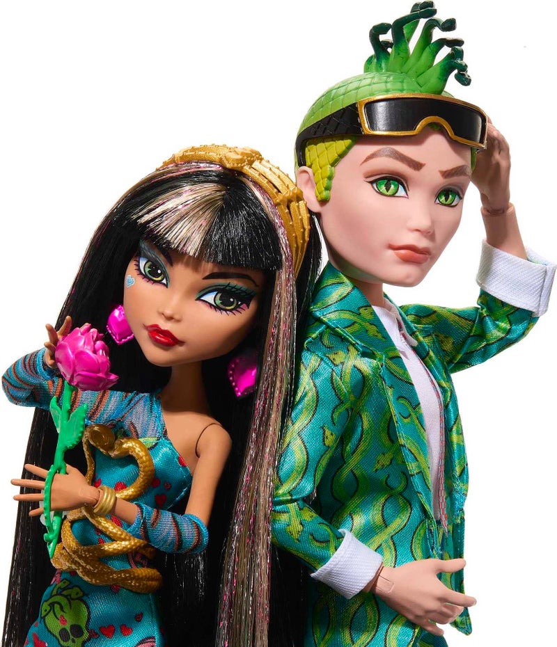 MONSTER HIGH دمى مونستر هاي هوليداي لوف إيديشن، كليو دي نايل ودييوس غورغون مجموعة 2-باك مع ملحقات عيد الحب وعبوة قابلة للعرض - Image 3
