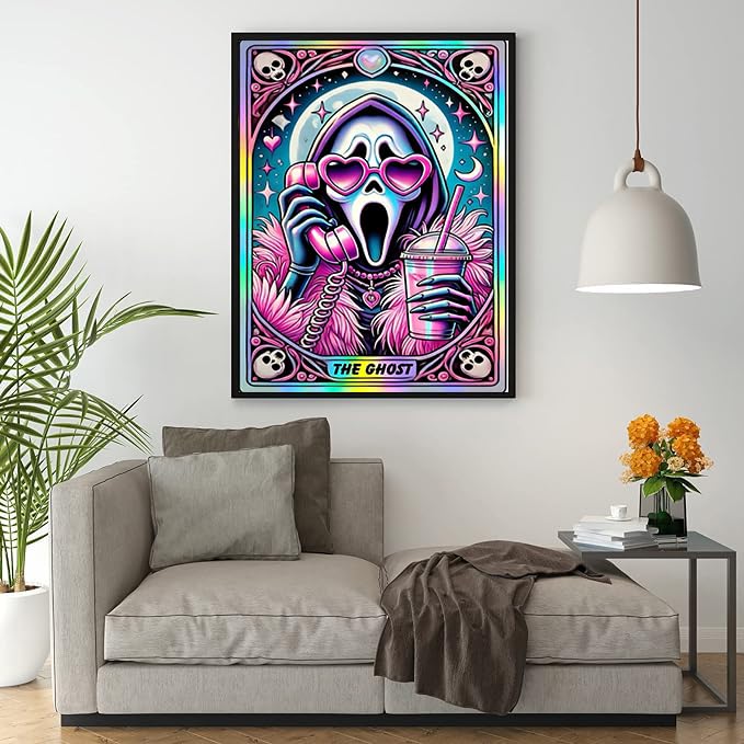 Ekuxom Skull Diamond Art Kits for Adults, Halloween Diamond Painting Kits for Adults Beginners, 5D DIY Full Round Drill Diamonds Dot Gem Art Home Wall Decor Gift 12x16In - Image 4