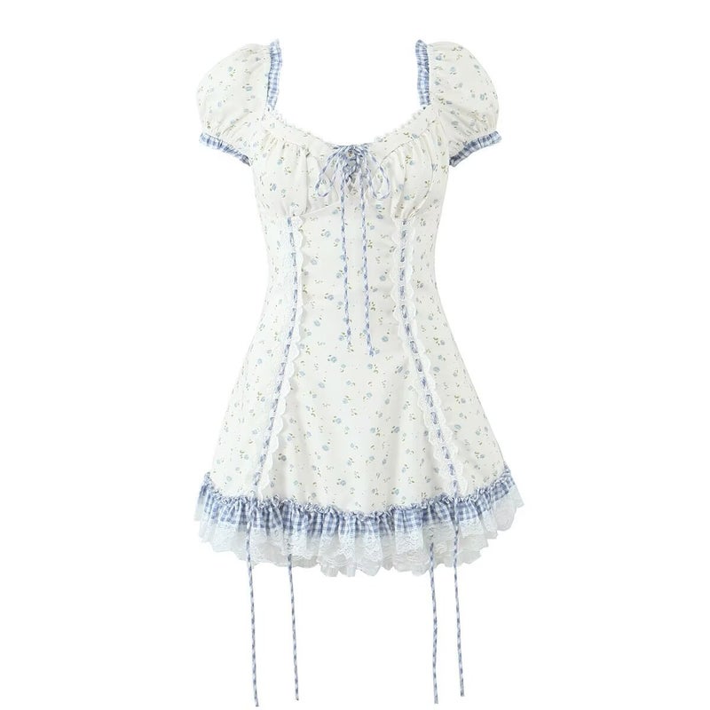 1 x 5 pcs French Lace-Up Dress with Sweet Lolita Style Multicolor