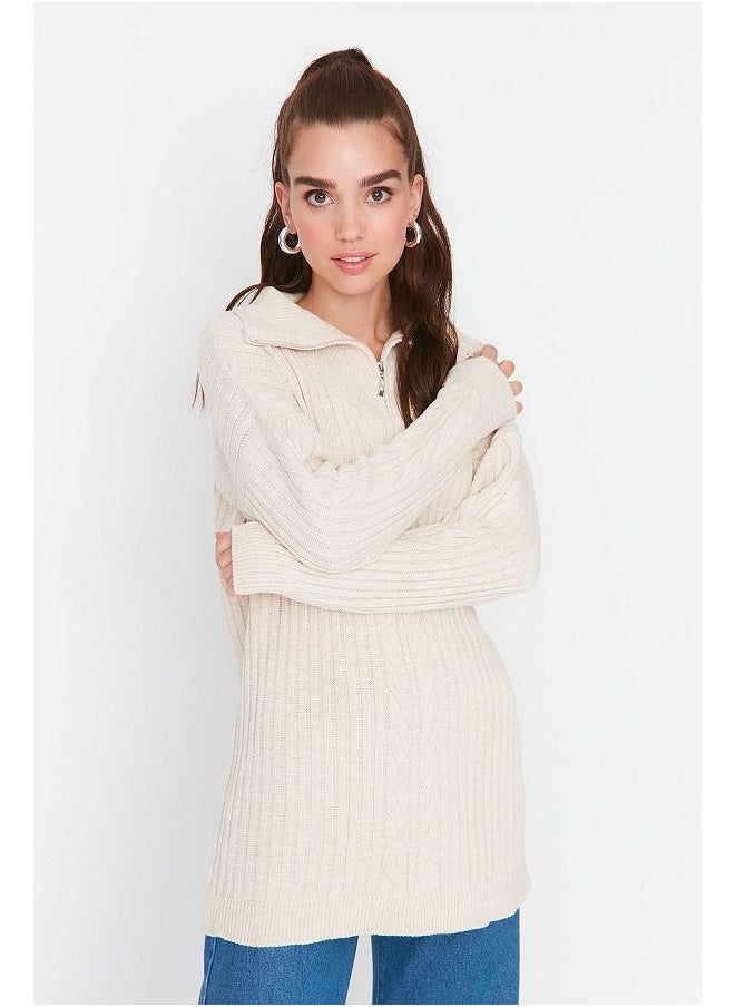 trendyol - Thessaloniki Braided Zippered Knitwear Sweater - Image 1