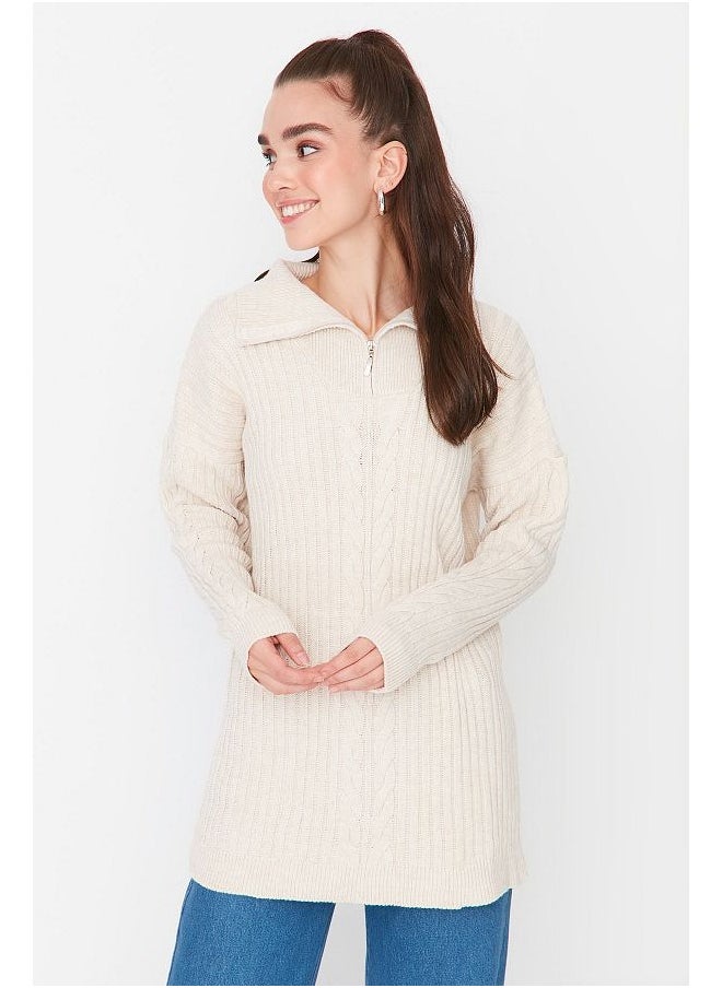 trendyol - Thessaloniki Braided Zippered Knitwear Sweater - Image 1