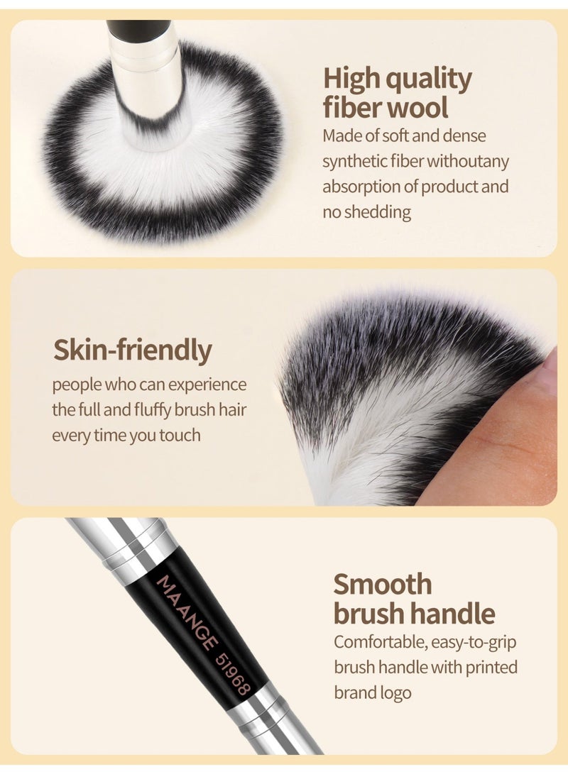 MAANGE فرشاة مكياج الأساس، فرش مكياج مزدوجة الطرف، لتطبيق السائل أو البودرة، أحمر الخدود، كريم، برايمر، لتحديد ودمج الأساس، فرشاة أحمر الخدود (فضي، 4 قطع) - Image 5