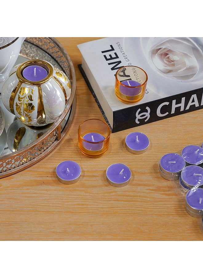 Amara T Light Candles Set of 50 scented Candles White T Light Candles for Restaurant Decorations Lavender - Image 1