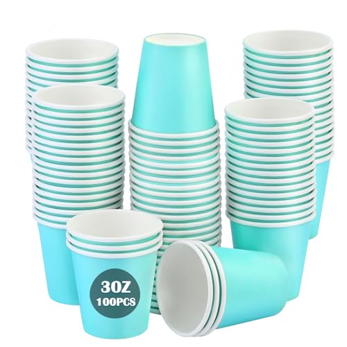 Wuadua 100 Pack 3 oz Blue Espresso Paper Cups - Sturdy and Leak-Proof for Parties, Events, Office, Home Use Disposable Mouthwash Cups - Ideal for Hot/Cold Drinks, Smooth Rim Design, Eco-Friendly - Image 1