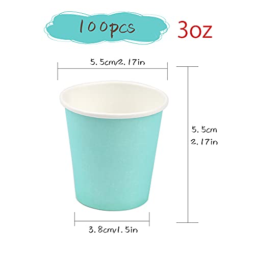 Wuadua 100 Pack 3 oz Blue Espresso Paper Cups - Sturdy and Leak-Proof for Parties, Events, Office, Home Use Disposable Mouthwash Cups - Ideal for Hot/Cold Drinks, Smooth Rim Design, Eco-Friendly - Image 2