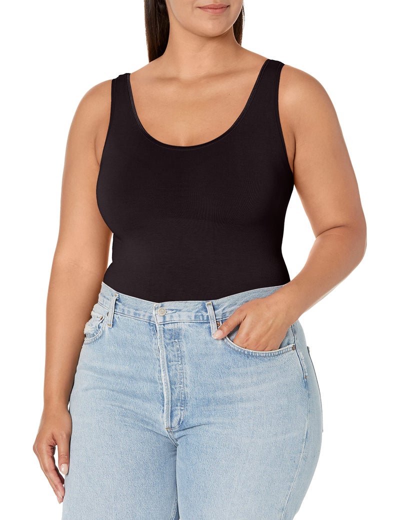 Yummie womens Seamless Reversible Shapewear tank top and cami shirts, Black, Medium-Large US - Image 1