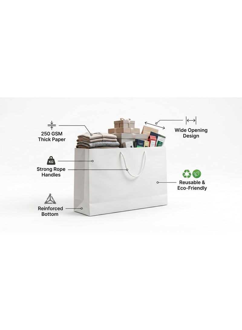 A2 Horizontal White Gift Bag, 46x39x12 cm, 250 GSM Heavy Duty - Image 4