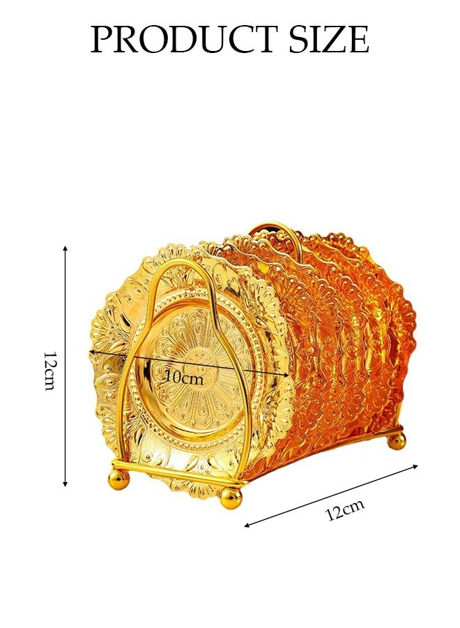 DUNISO 6pcs Dessert Plates Set Elegant Stainless Dessert Plate Set with Storage Rack Dinner Cake Dessert Snack Plate Storage Dried Fruit Plate Tasting Plate Display Stand for Family， Party， Picnic， Home - Image 3
