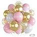 Togvu Balloons Pink White Gold 12 Inch Pastel Pink Pearl White Metallic Chrome Gold Confetti Latex Balloons Baby Pink Gold Party Balloons Set for Girls Baby Shower Birthday Princess Party Decorations - Image 3