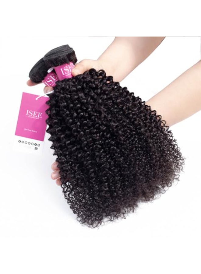 ISEE Hair 9A Grade Mongolian Kinky Curly Hair Extension Virgin Human Hair Weaving 3 Bundles Kinky Curly Virgin Hair 100 Human Hair Weaves Extension Mongolian Virgin Hair 10 12 14inches - Image 4