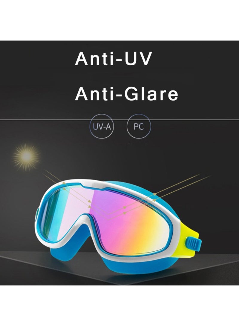 Swim Goggles Kids (Age 3-14) No Leak Swim Goggles Clear Vision Anti Glare Fog UV Soft Silicone Frame Adjustable Strap with Earplugs Blue - Image 3