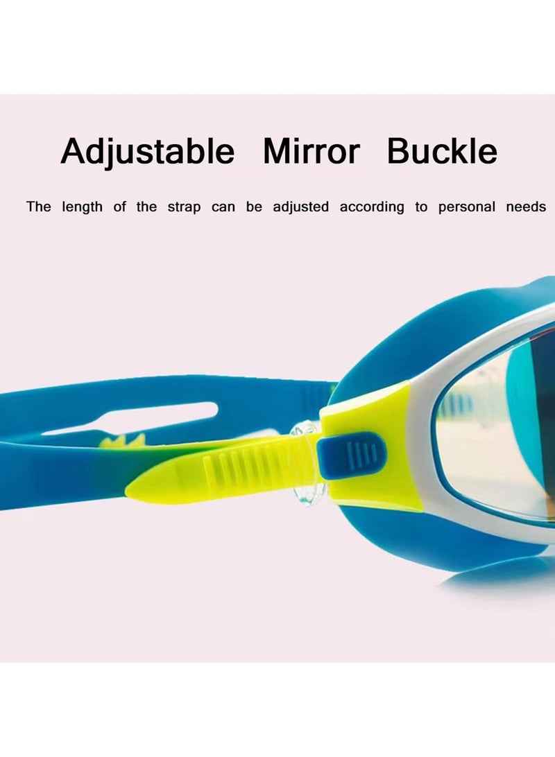 Swim Goggles Kids (Age 3-14) No Leak Swim Goggles Clear Vision Anti Glare Fog UV Soft Silicone Frame Adjustable Strap with Earplugs Blue - Image 5