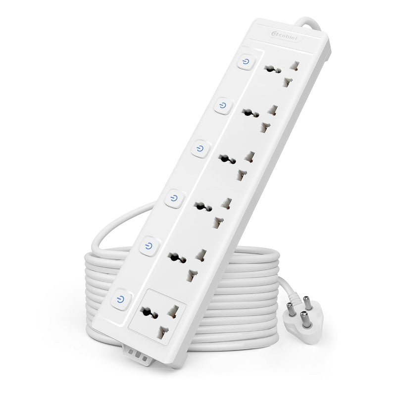 Cablet Extension Board 2500W 10A | 6 Universal Multi Plug Socket with Individual Switches | 4.5 Meter Heavy Duty Cord | LED Indicator, Power Strip & Spike Guard for Home & Office Use - Image 1