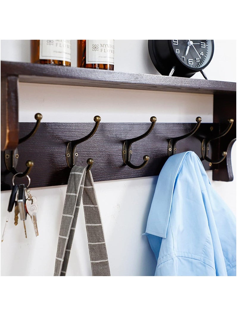 Arabest Wall Hooks with Shelf,Wood Coat Rack with Shelf Wall-Mounted,Entryway Hanging Shelf with 5 Metal Hooks,for Bathroom, Mudroom,Bedroom (Nut-brown) - Image 5