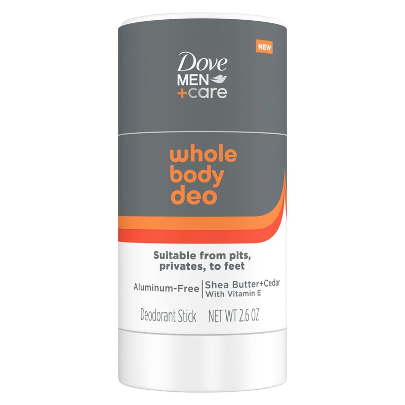 Dove Men+Care DOVE MEN + CARE Whole Body Deo Aluminum-Free Deodorant Stick Shea Butter + Cedar from Pits, Privates, to Feet with Vitamin E 2.6 oz - Image 1