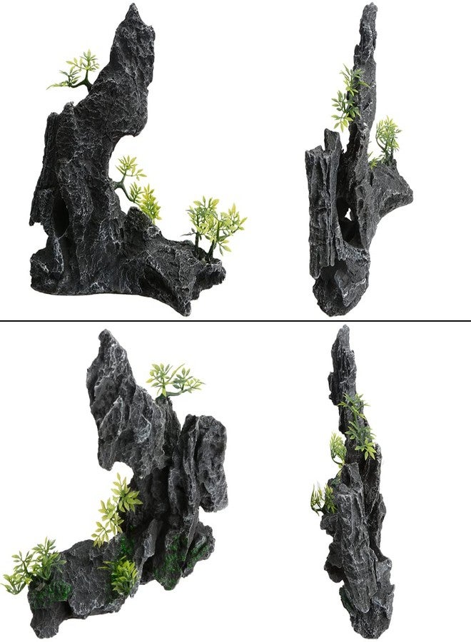 Saim Large Aquarium Mountain View Stone Ornament, Resin Rockery Fish Hiding Cave Aquarium Decoration for Amano Shrimp Cichlid to Play,Hide and Rest Fish Tank Landscape Decoration - Image 3