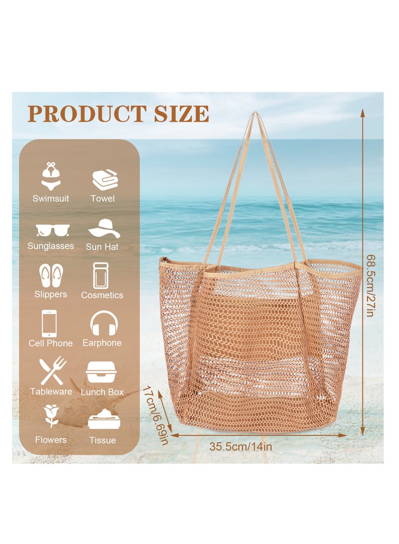 SISGL Mesh Beach Bag With Waterproof Inside Pockets Mesh Tote With Zipper And Pockets Ideal For Your Family Beach Trip - Image 4