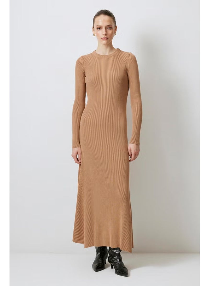 Touche Ribbed High Collar Knitwear Dress - Image 1