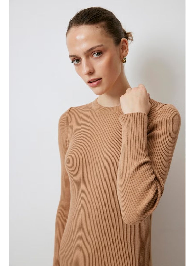 Touche Ribbed High Collar Knitwear Dress - Image 3