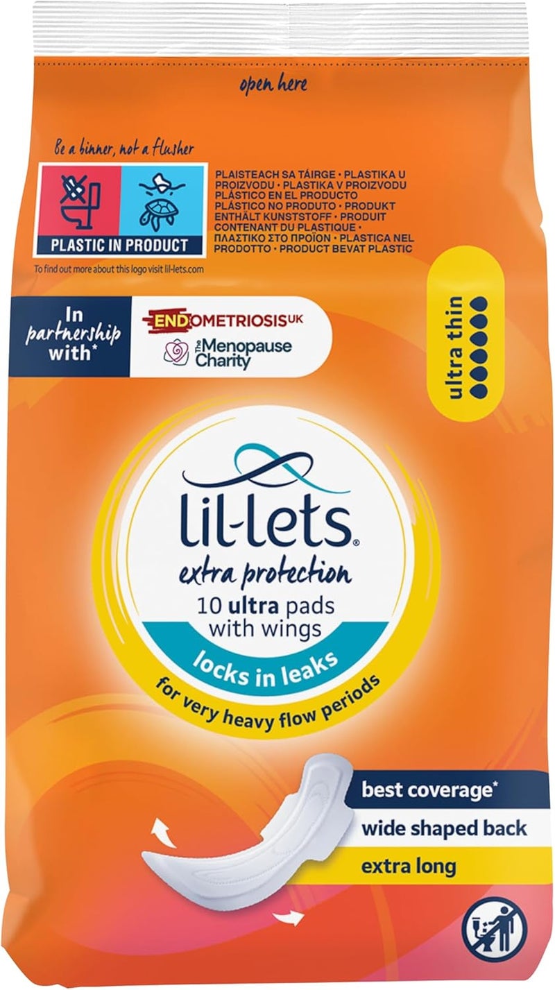 Lil-Lets Extra Protection Ultra Thin Pads with Wings for Extremely Heavy Flow - 10 Count - Image 2
