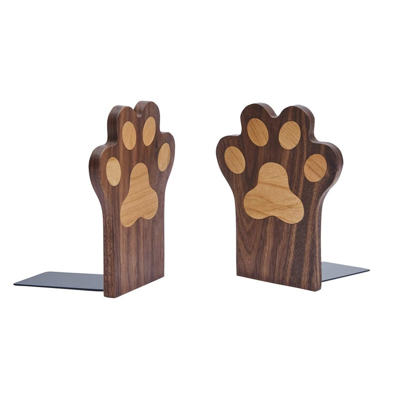 Pandapark Paw Bookends Non-Skid Bookend For Shelves Heavy Duty Bookends Book Stand For Books/Cds 1 Pair