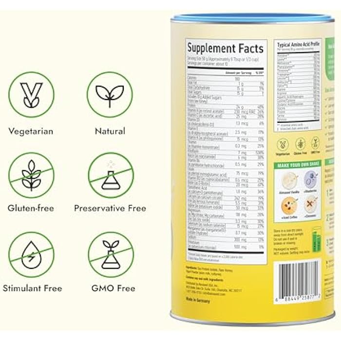 Almased Vanilla Meal Replacement Shake - Low-Glycemic High Plant Base Protein Powder- Nutritional Weight Health Support Supplement - Vanilla Flavor - 17.6 oz (1.1 Pound (2 Pack)) - Image 2