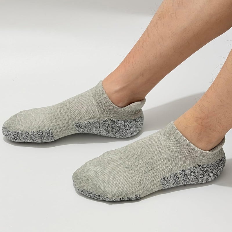 PUJANE 5 Pairs Athletic Running Ankle Socks Cushioned Breathable Low Cut Sports Tab Cotton Socks for Men and Women - Image 3