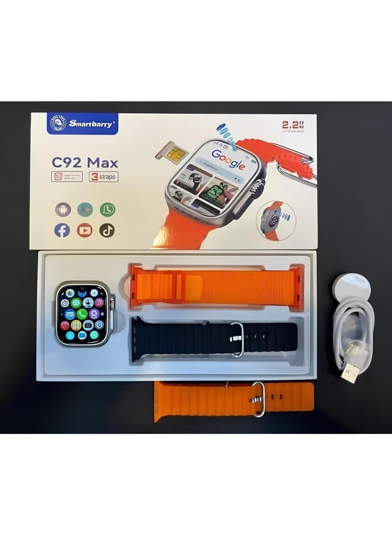 Smartbarry C92 Max Android Smartwatch – SIM Support, 1.75″ Touch Screen, Fitness & Health Tracker - Image 3