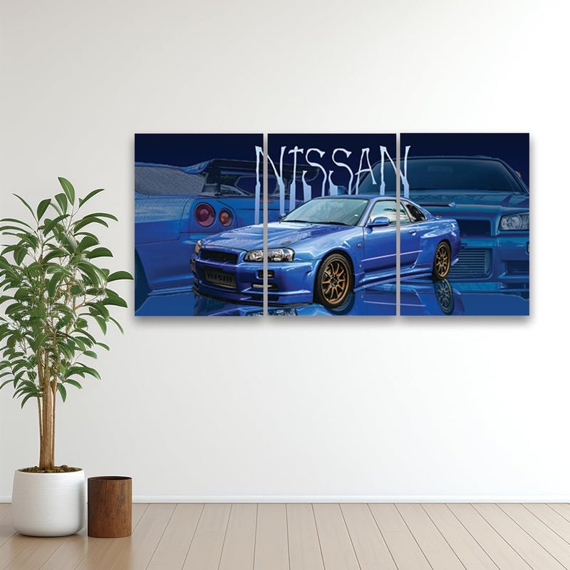 zenithink ملصق حائط نيسان سكايلاين GTR، عبوة من 3 تصاميم سيارات جمالية - 8x12 بوصة (حجم A4 - 300GSM) مع نقاط لاصقة لتزيين الحائط، فن الحائط لغرفة النوم، غرفة المعيشة، المكتب، غرفة الطعام - Image 2