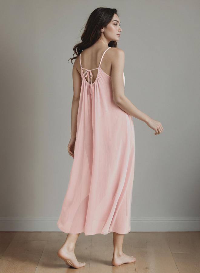 سبلاش فيڤ فستان نوم بدون أكمام مزين بالدانتيل - Image 3