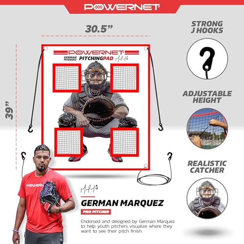PowerNet Pitching Pad, 4 Pocket Baseball & Softball Training Equipment, Pitch Trainer for Hanging in Cages or Practice Baseball Net, Realistic Catcher for Pitching - Image 3