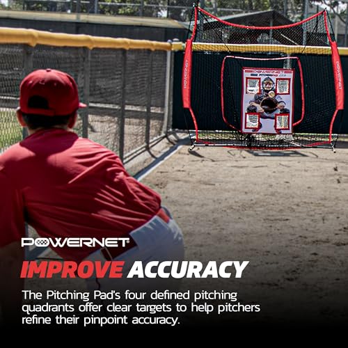 PowerNet Pitching Pad, 4 Pocket Baseball & Softball Training Equipment, Pitch Trainer for Hanging in Cages or Practice Baseball Net, Realistic Catcher for Pitching - Image 4