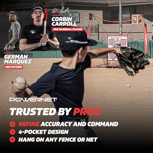 PowerNet Pitching Pad, 4 Pocket Baseball & Softball Training Equipment, Pitch Trainer for Hanging in Cages or Practice Baseball Net, Realistic Catcher for Pitching - Image 2