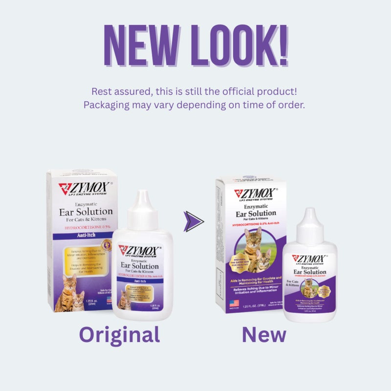 Zymox Enzymatic Ear Solution with 0.5% Hydrocortisone for Cats & Kittens, 1.25 oz. â€“ Cleans & Refreshes Ear Canal for Relief from Wax, Dirt Buildup, Itchiness, Irritation, Inflammation & Redness - Image 2