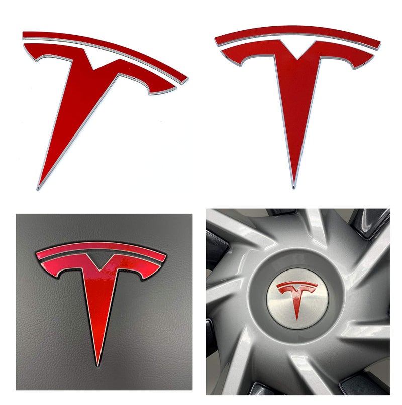 Custom Cut Graphics Logo Decal Overlay Stickers for Tesla Model Y (2020 to 2025), Standard Wrap, 11-pc Set (Gloss Red) - Image 1