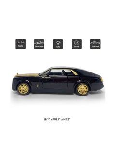 Swift 1:24 Rolls-Royce Sweptail Toy Car Alloy Diecast Collectible Model Car for Kids Gift, Pull Back Toy Car with Sound and Light, Classic Double Door, Car Logo Can be Folded,  Black/Gold  - Image 2
