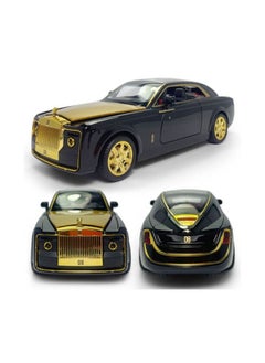 Swift 1:24 Rolls-Royce Sweptail Toy Car Alloy Diecast Collectible Model Car for Kids Gift, Pull Back Toy Car with Sound and Light, Classic Double Door, Car Logo Can be Folded,  Black/Gold  - Image 4