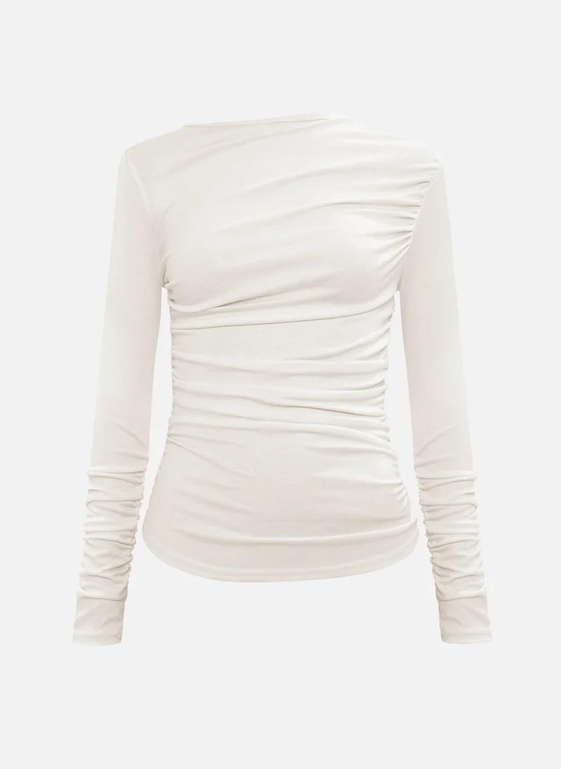 Lichi Monochrome stretch jersey longsleeves with gathers