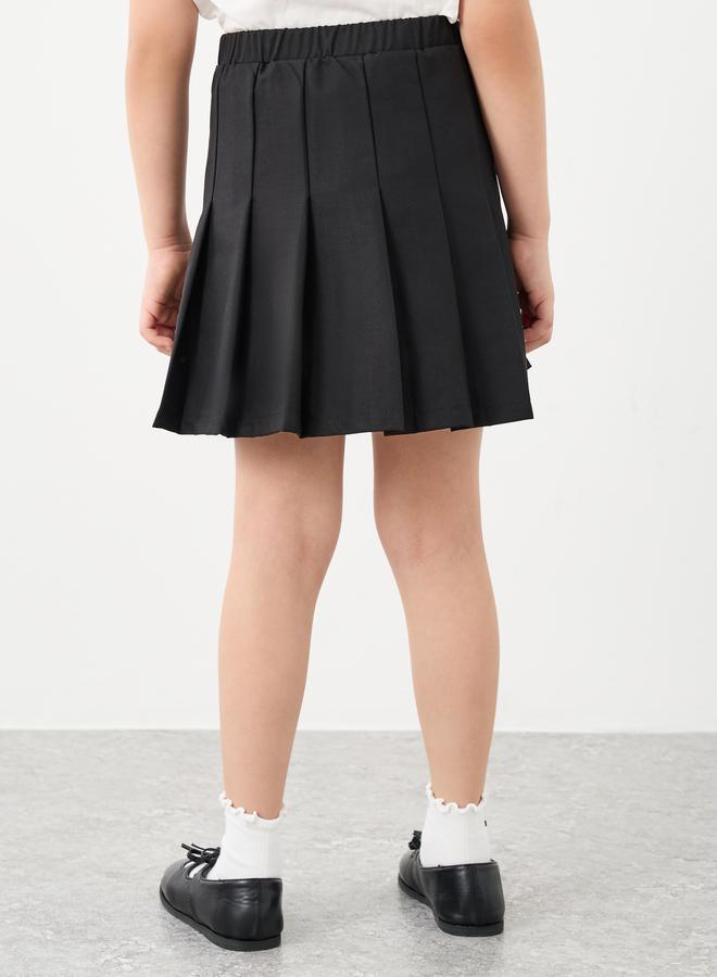 ستايلي تنورة مدرسية للبنات سوداء بكسرات وخصر مطاطي - Image 4