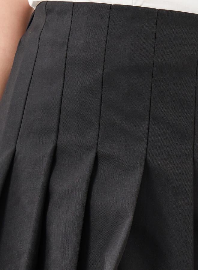 ستايلي تنورة مدرسية للبنات سوداء بكسرات وخصر مطاطي - Image 3