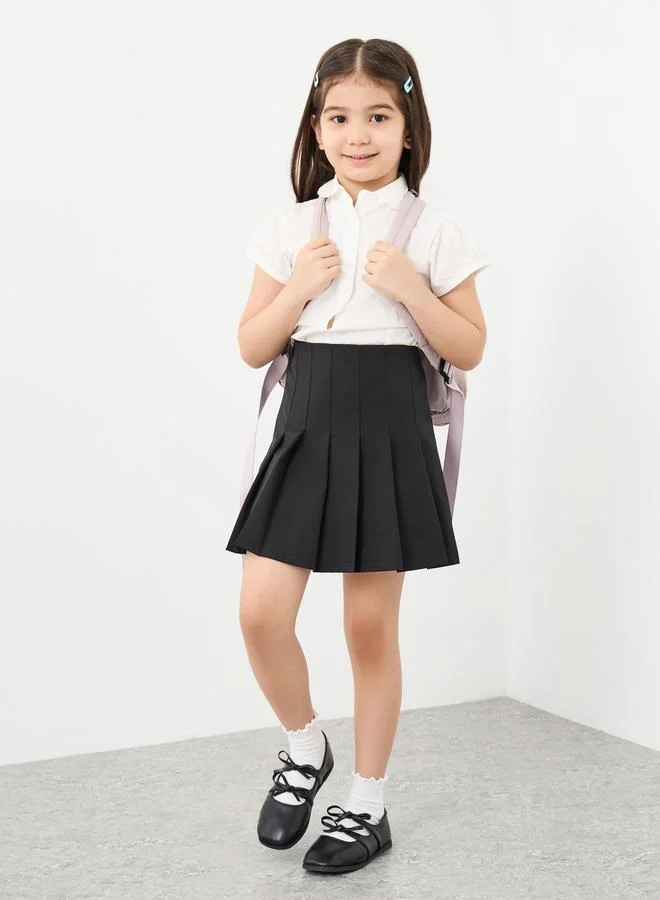 Styli Styli Girls School Uniform Black Pleated Skirt with Elastic Waist