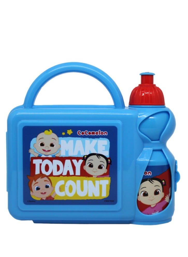 كوكوميلون مجموعة صندوق غداء وزجاجة مياه عالية الجودة للأطفال باللون الأزرق 350 مل - Image 1