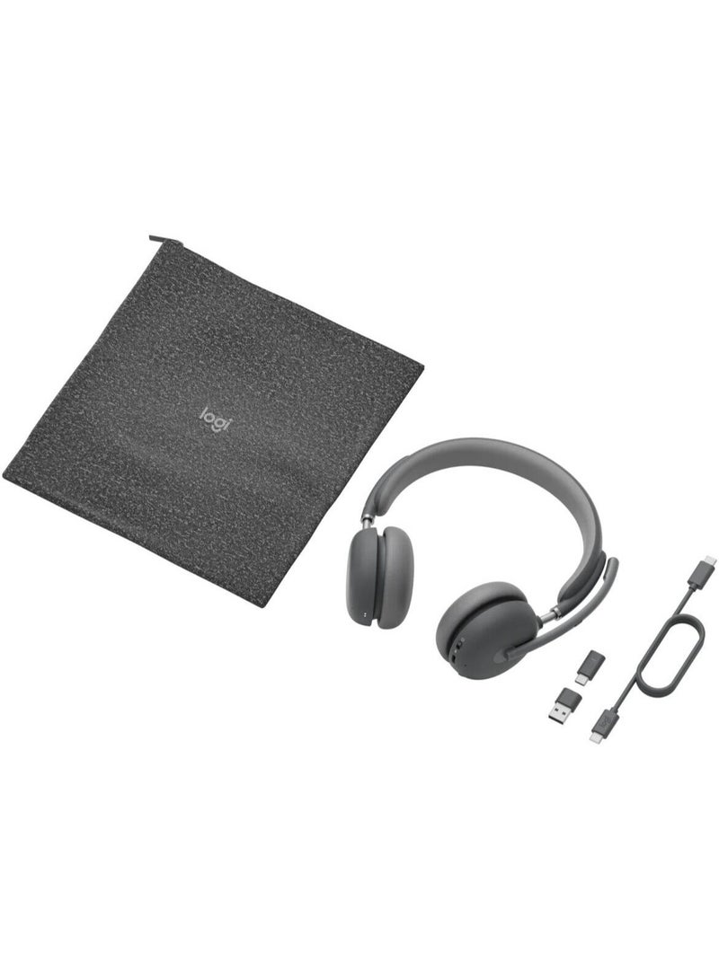 Logitech Zone Wireless 2 UC Bluetooth Headset, Hybrid ANC, 5-Mic AI Noise Cancellation, 40mm Drivers, Bluetooth 5.2, USB-C Receiver, Multipoint Connection, Up to 40H Battery, Microsoft Teams & Zoom Certified, Graphite | 981-001311 Black - Image 5