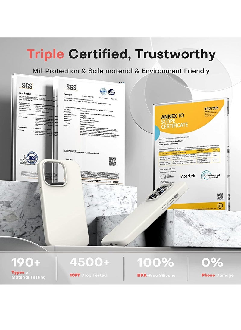 Raxoom [5 in 1] for iPhone 14 pro max Case, with 2 Pack Screen Protector + 2 Pack Camera Lens Protector, Slim Liquid Silicone Phone Case 6.7 Inch, [Anti-Scratch] [Drop Protection], Stone - Image 4