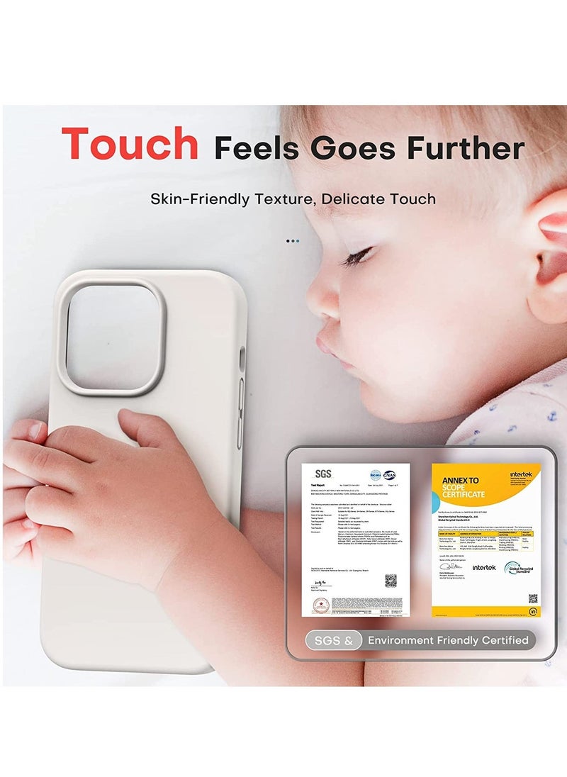 Raxoom [5 in 1] for iPhone 14 pro max Case, with 2 Pack Screen Protector + 2 Pack Camera Lens Protector, Slim Liquid Silicone Phone Case 6.7 Inch, [Anti-Scratch] [Drop Protection], Stone - Image 5