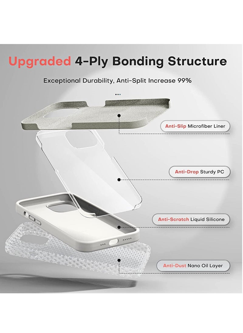 Raxoom [5 in 1] for iPhone 14 pro max Case, with 2 Pack Screen Protector + 2 Pack Camera Lens Protector, Slim Liquid Silicone Phone Case 6.7 Inch, [Anti-Scratch] [Drop Protection], Stone - Image 3