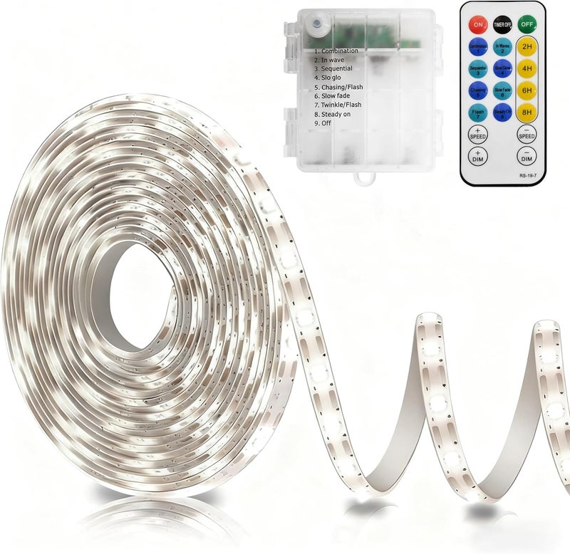 echosari Strip Lights Battery Operated, 16.5Ft 150 LED 2835 SMD Closet Strip Lights with Remote for Bedroom, Kitchen, Cabinet Décor (Cool White) - Image 1