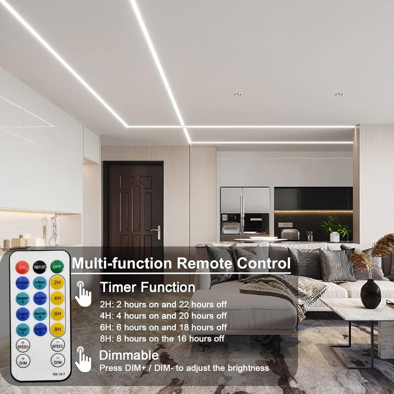 echosari Strip Lights Battery Operated, 16.5Ft 150 LED 2835 SMD Closet Strip Lights with Remote for Bedroom, Kitchen, Cabinet Décor (Cool White) - Image 5