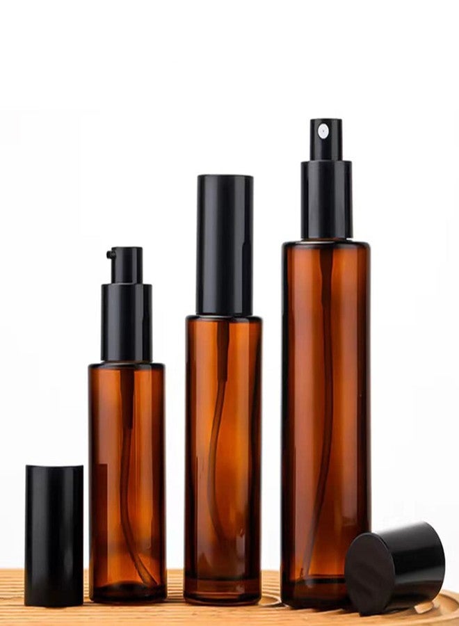 ASTRQLE 2 Pcs 100ml 3.4oz Amber Glass Travel Bottles for Toiletries with Black Pump Refillable Cosmetic Cream Pump Bottle Travel Lotion Dispenser Soap Dispenser Cosmetics Containers Bottle Vial - Image 4