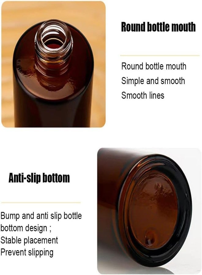 ASTRQLE 2 Pcs 100ml 3.4oz Amber Glass Travel Bottles for Toiletries with Black Pump Refillable Cosmetic Cream Pump Bottle Travel Lotion Dispenser Soap Dispenser Cosmetics Containers Bottle Vial - Image 3
